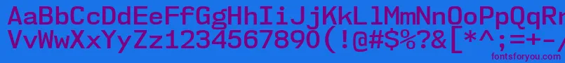 Czcionka Nk57MonospaceNoSb – fioletowe czcionki na niebieskim tle
