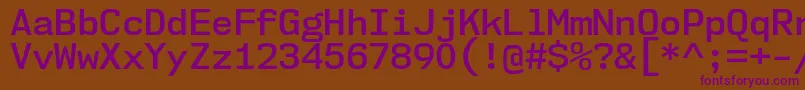 フォントNk57MonospaceNoSb – 紫色のフォント、茶色の背景