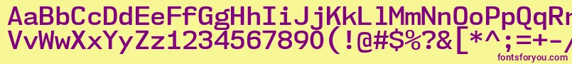 Czcionka Nk57MonospaceNoSb – fioletowe czcionki na żółtym tle