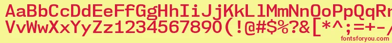 Nk57MonospaceNoSb Font – Red Fonts on Yellow Background