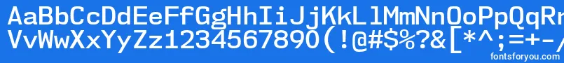 Czcionka Nk57MonospaceNoSb – białe czcionki na niebieskim tle