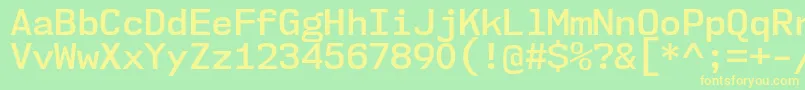 Nk57MonospaceNoSb-fontti – keltaiset fontit vihreällä taustalla