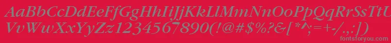 フォントGaramonditcteeItalic – 赤い背景に灰色の文字