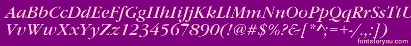 GaramonditcteeItalic Font – Pink Fonts on Purple Background