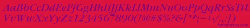 GaramonditcteeItalic Font – Purple Fonts on Red Background