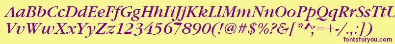 GaramonditcteeItalic Font – Purple Fonts on Yellow Background