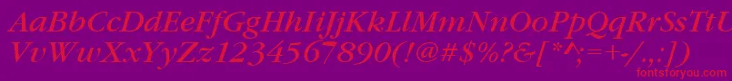 GaramonditcteeItalic-Schriftart – Rote Schriften auf violettem Hintergrund