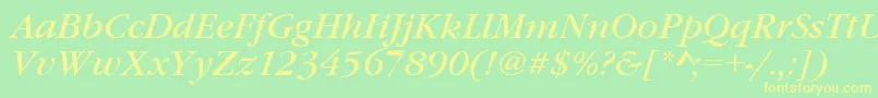 GaramonditcteeItalic Font – Yellow Fonts on Green Background