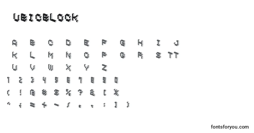 Schriftart CubicblockD – Alphabet, Zahlen, spezielle Symbole