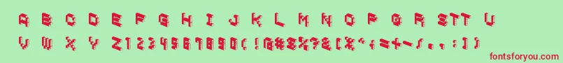 フォントCubicblockD – 赤い文字の緑の背景
