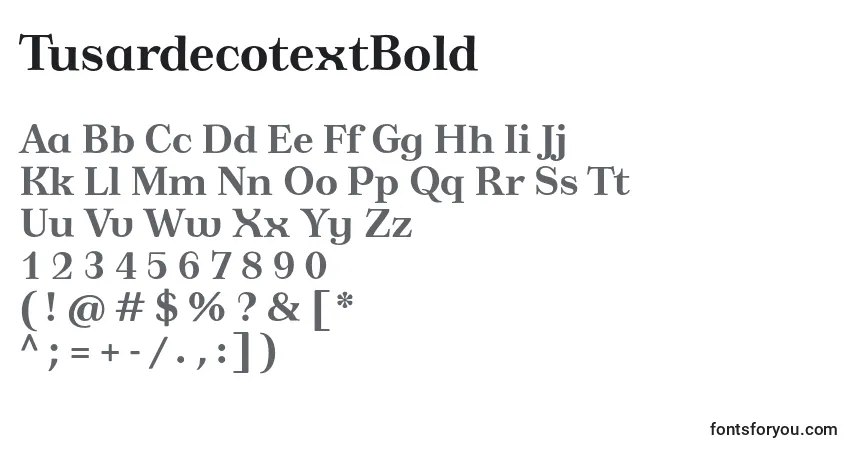 Czcionka TusardecotextBold – alfabet, cyfry, specjalne znaki