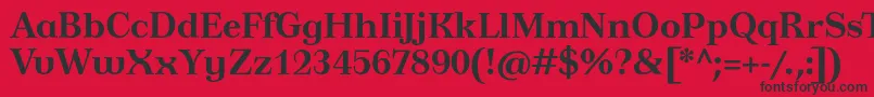 フォントTusardecotextBold – 赤い背景に黒い文字