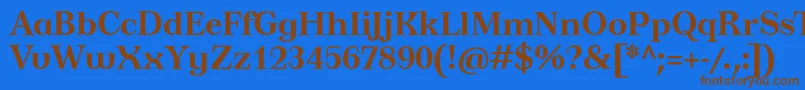 TusardecotextBold-Schriftart – Braune Schriften auf blauem Hintergrund