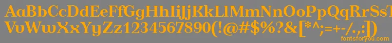 フォントTusardecotextBold – オレンジの文字は灰色の背景にあります。