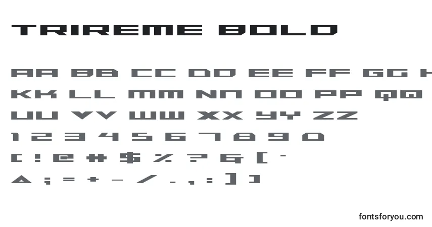 Schriftart Trireme Bold – Alphabet, Zahlen, spezielle Symbole