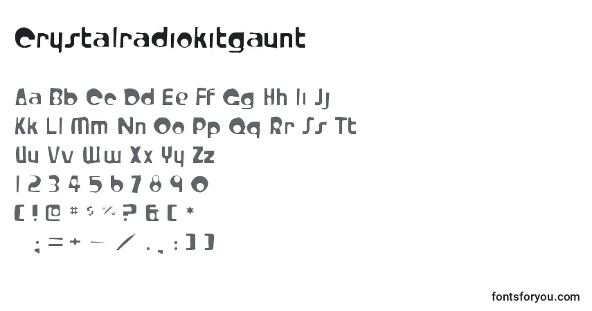 Schriftart Crystalradiokitgaunt – Alphabet, Zahlen, spezielle Symbole