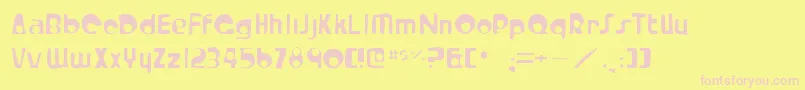 Crystalradiokitgaunt-fontti – vaaleanpunaiset fontit keltaisella taustalla