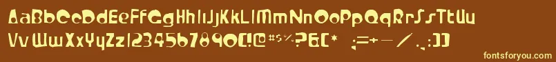 Crystalradiokitgaunt-fontti – keltaiset fontit ruskealla taustalla