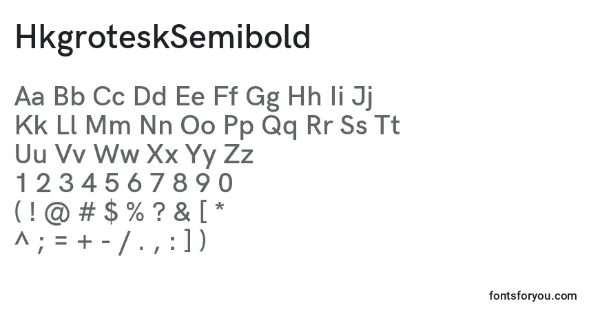 A fonte HkgroteskSemibold (18702) – alfabeto, números, caracteres especiais