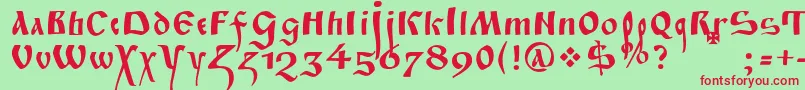 FitaPoluustav Font – Red Fonts on Green Background