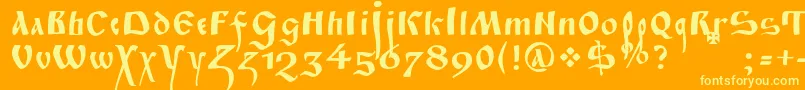 FitaPoluustav Font – Yellow Fonts on Orange Background