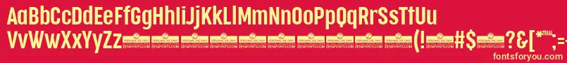 CocogooseCompressedSemilightTrial Font – Yellow Fonts on Red Background