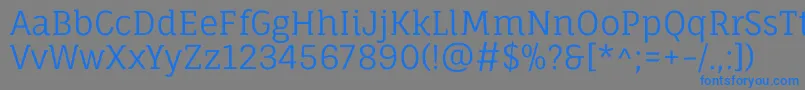 Fonte FaunaoneRegular – fontes azuis em um fundo cinza