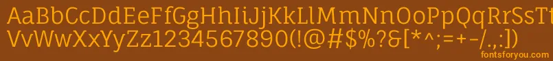 Czcionka FaunaoneRegular – pomarańczowe czcionki na brązowym tle