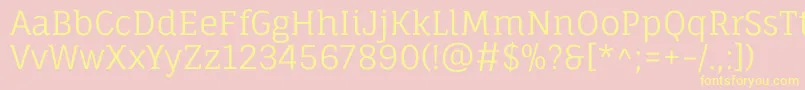 FaunaoneRegular-Schriftart – Gelbe Schriften auf rosa Hintergrund