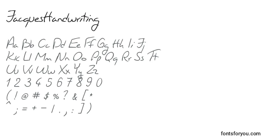 Schriftart JacquesHandwriting – Alphabet, Zahlen, spezielle Symbole