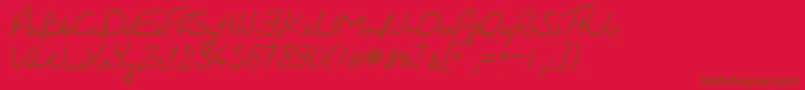 JacquesHandwriting Font – Brown Fonts on Red Background