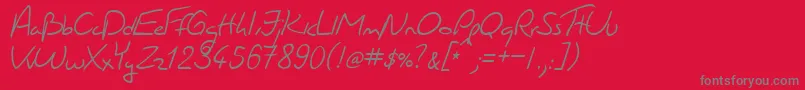 JacquesHandwriting Font – Gray Fonts on Red Background