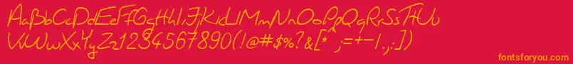 JacquesHandwriting Font – Orange Fonts on Red Background