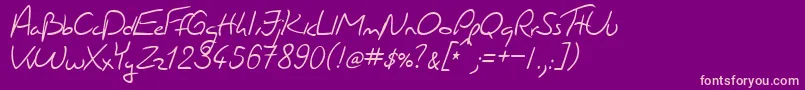 JacquesHandwriting Font – Pink Fonts on Purple Background