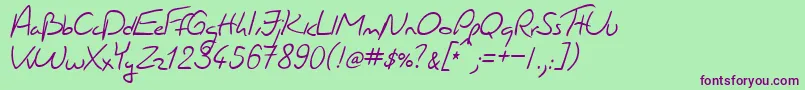 JacquesHandwriting Font – Purple Fonts on Green Background