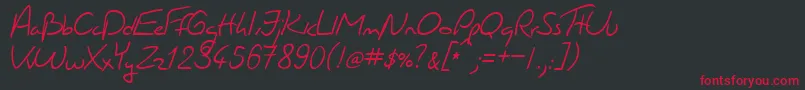 フォントJacquesHandwriting – 黒い背景に赤い文字