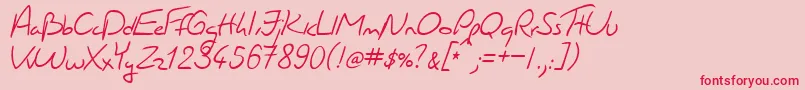 フォントJacquesHandwriting – ピンクの背景に赤い文字