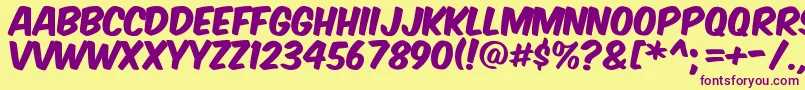 Komtita-Schriftart – Violette Schriften auf gelbem Hintergrund