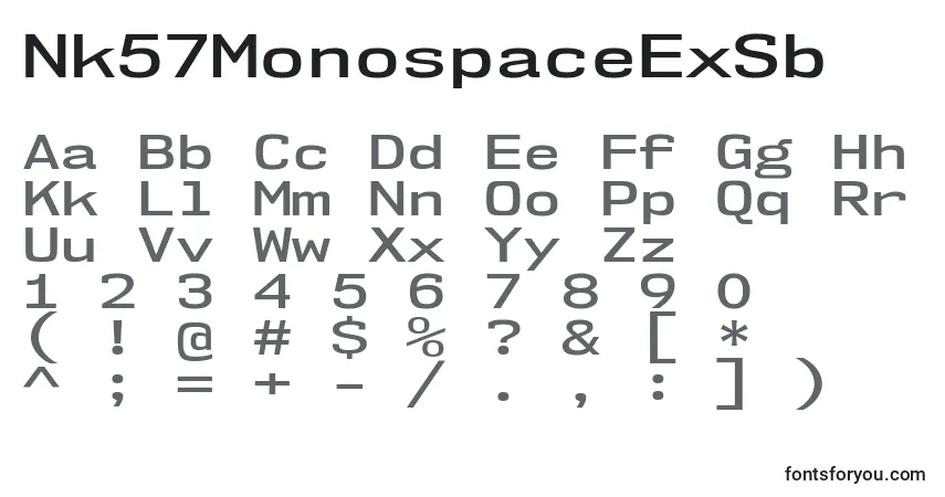 A fonte Nk57MonospaceExSb – alfabeto, números, caracteres especiais