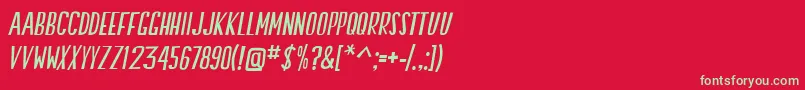 フォントSwallowFallsItalic – 赤い背景に緑の文字