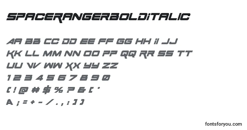 Schriftart SpaceRangerBoldItalic – Alphabet, Zahlen, spezielle Symbole
