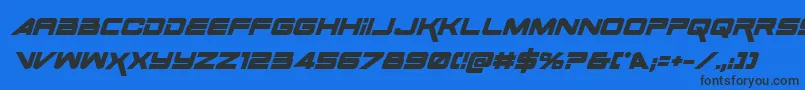 SpaceRangerBoldItalic Font – Black Fonts on Blue Background