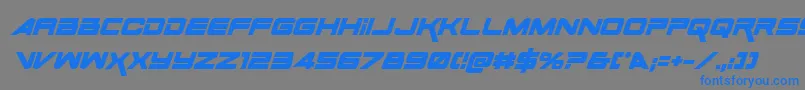 SpaceRangerBoldItalic-Schriftart – Blaue Schriften auf grauem Hintergrund