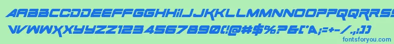 SpaceRangerBoldItalic Font – Blue Fonts on Green Background
