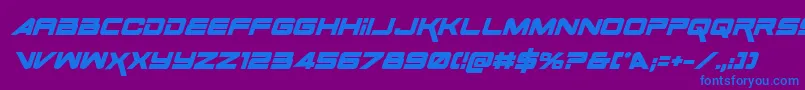 SpaceRangerBoldItalic Font – Blue Fonts on Purple Background