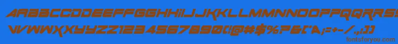 Czcionka SpaceRangerBoldItalic – brązowe czcionki na niebieskim tle