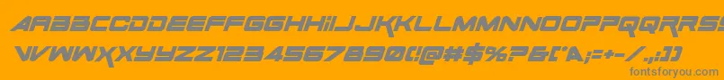 SpaceRangerBoldItalic-Schriftart – Graue Schriften auf orangefarbenem Hintergrund