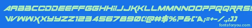 SpaceRangerBoldItalic Font – Green Fonts on Blue Background