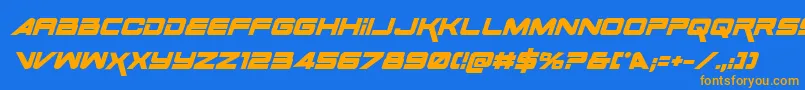 SpaceRangerBoldItalic Font – Orange Fonts on Blue Background