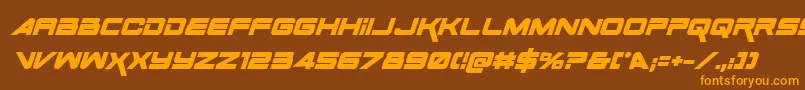 SpaceRangerBoldItalic Font – Orange Fonts on Brown Background